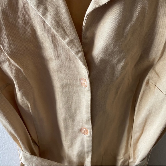 Vintage | Khaki Button Down Collared Mini Dress - Picture 11 of 13